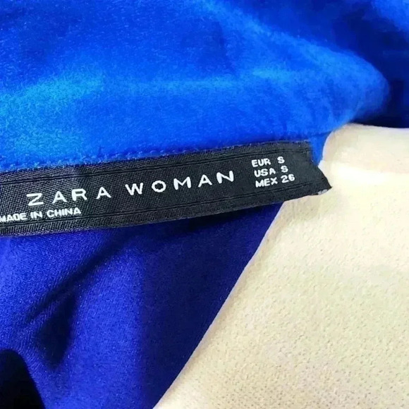 Zara Blue Faux Suede Floral Embroidered Blouse, Size Small Bohemian - Picture 5 of 7